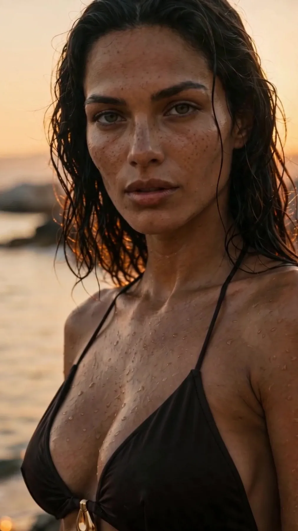 Ritratto golden hour, pelle bagnata